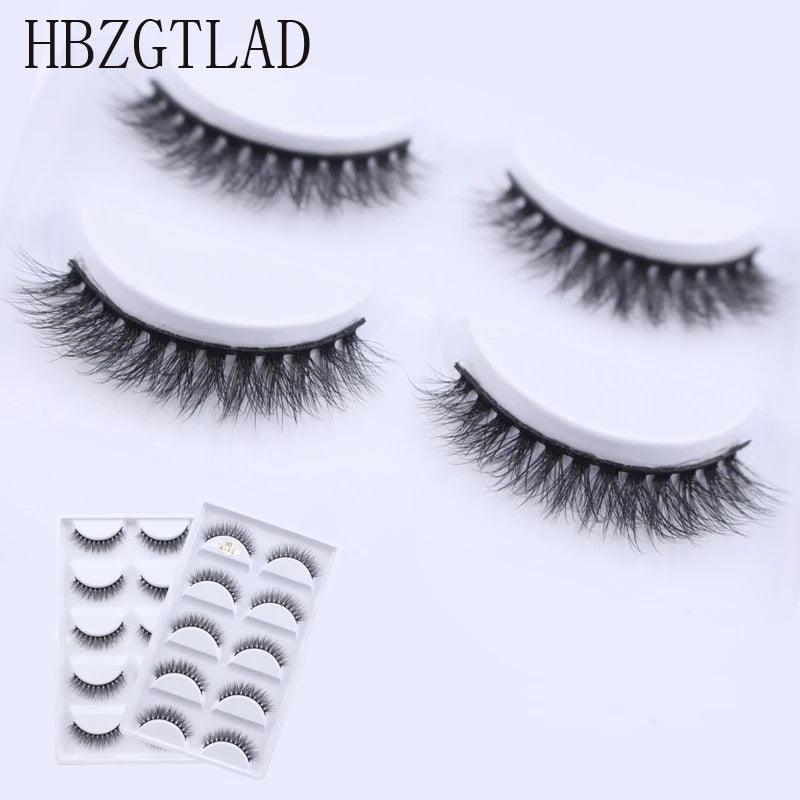 New Full 5 Pairs one box 3D Mink Hair False Eyelashes Natural Thick Long Eye Lashes Wispy Makeup Beauty Extension Tools H13 - Twin suppliers 