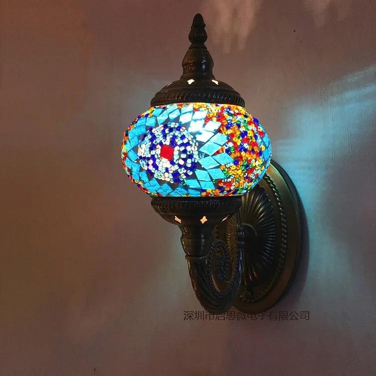 New Mediterranean style Art Deco Turkish Mosaic Wall Lamp Handcrafted mosaic Glass romantic wall light - Twinsupliers