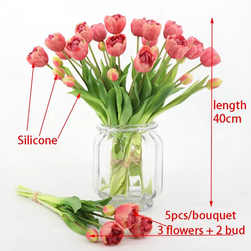 New Silicone Tulip Artificial Flower Real Touch Bouquet 40CM Luxury Home Decorative Flowers Living Room Deco Flores Fake Plant - Twinsupliers