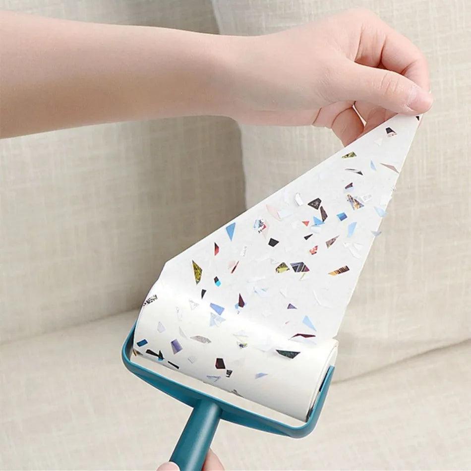 New Tearable Roll Paper Sticky Roller Dust Wiper Pet Hair Clothes Carpet Tousle Remover Portable Replaceable Cleaning Brush Tool - Twinsupliers