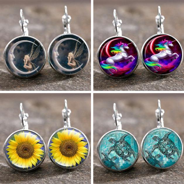 New Time Stone Pendant Moon Angel Earrings - Twin suppliers 