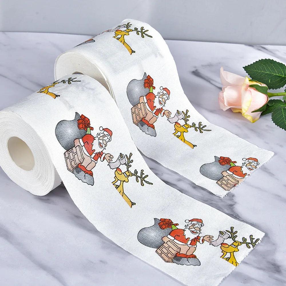 New Year Gifts 22m/Roll Santa Claus Reindeer Christmas Toilet Paper Christmas Decorations for Home Natale Noel Navidad 2023 - Twinsupliers