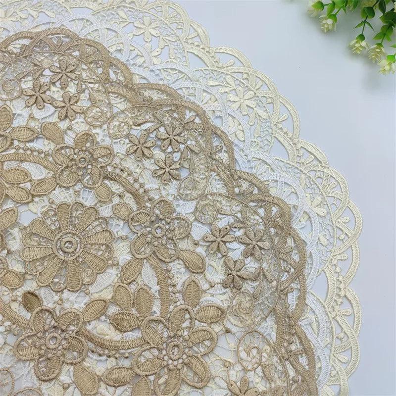 Nice Embroidered Hollow Oval European Table Mat Coffee Tea Set Pad Kitchen Plate Bowl Cover Birthday Party Christmas Decoration - Twinsupliers