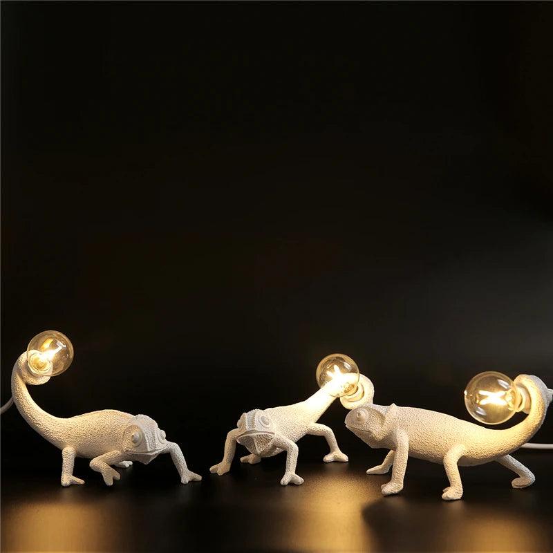 Nordic chameleo Lizard Desk Light Modern Cute LED Resin Animal Chameleon Table Lamp Children Bedroom Bedside Deco Light Fixtures - Twinsupliers