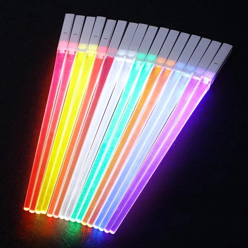 Novel 1 Pair LED Luminous Chopsticks Light Up Durable Lightweight Kitchen Dinning Room Party Food Safe Tableware Multi-color Hot - Twinsupliers