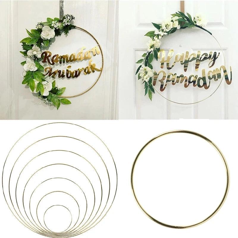 Ramadan Eid Mubarak Decorations For Home Iron Metal Wreath Hoop Islamic Muslim Festival Party door Decor Ramadan Kareem deco - Twinsupliers