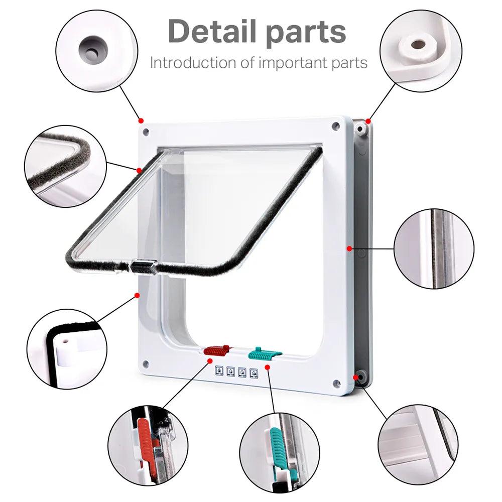 Smart Pet Door 4 Way Locking Security Lock ABS Plastic Dog Cat Flap Door - Twin suppliers 