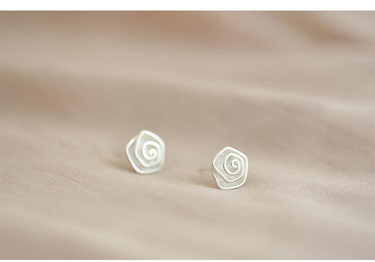 Sterling Silver Spiral Flower Stud Earrings - Twin suppliers 