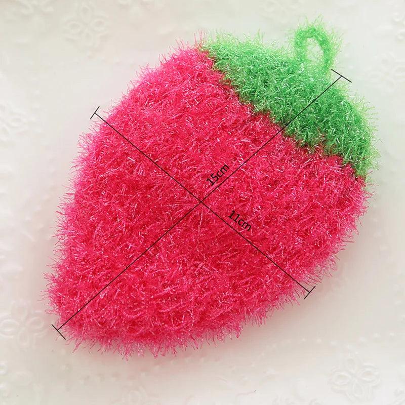 Strawberry Dishcloth Bowl Towels Scrubber Non-scratch Kitchen Pot Pan Cleaning Sponge Bowl Pan Washing Cloth Scouring Pads - Twinsupliers