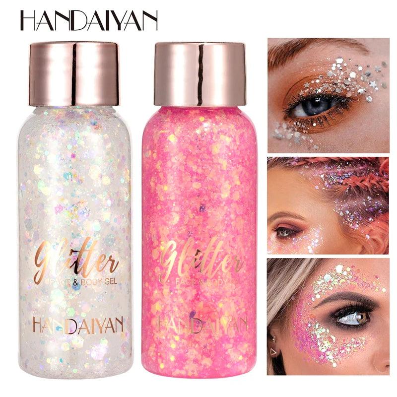 With Smear Spoon Multifunctional Eye Glitter Nail Hair Body Face Glitter Gel Art Flash Loose Sequins Cream Festival Glitter Deco - Twinsupliers