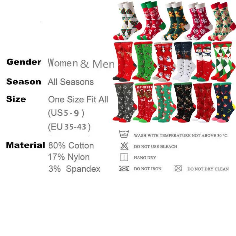 Woman Christmas Socks Funny Xmas Tree Snowflake Gingerbread man Candy Cane Cotton Tube Crew Happy Sock Men New Year Funny Sokken - Twinsupliers