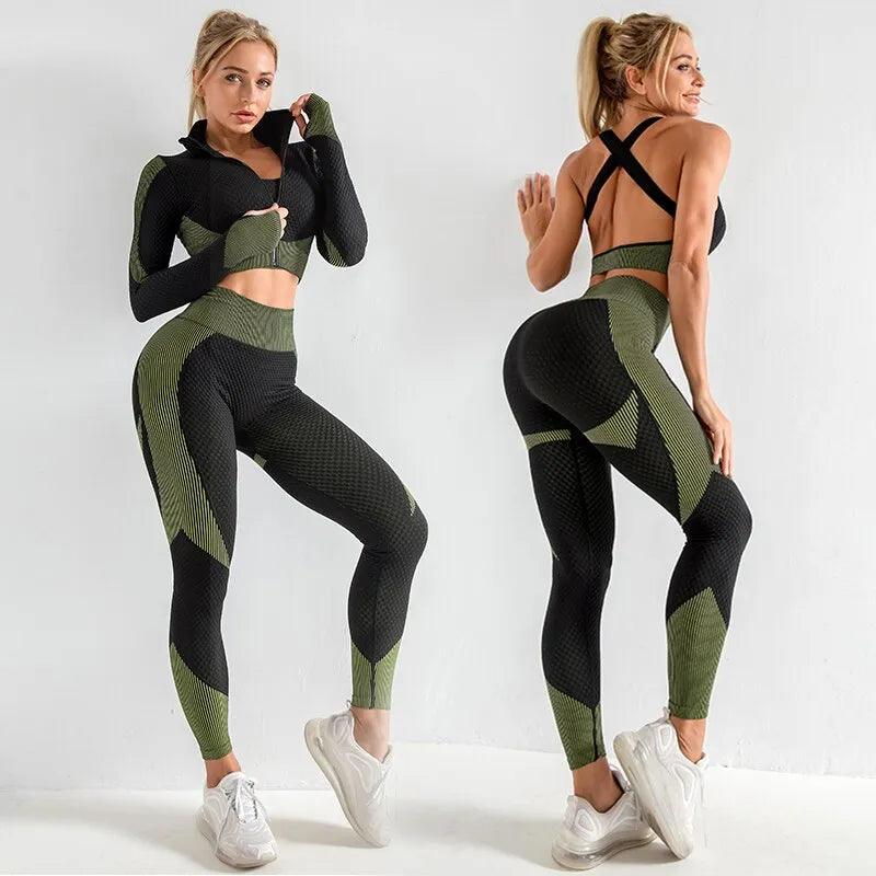 Women 2/3pcs Seamless Workout Outfits Sets Yoga Sportswear Tracksuit - Twin suppliers 