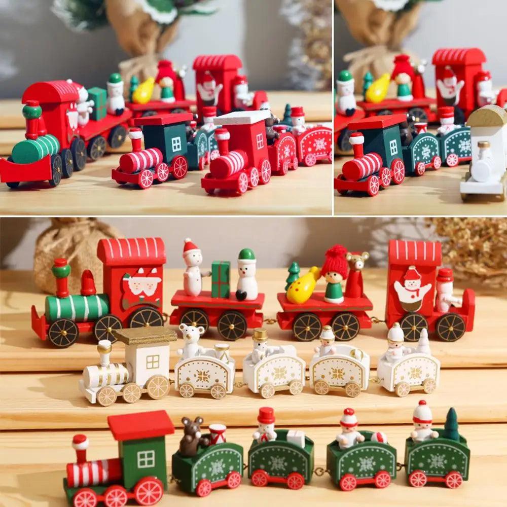 Wooden Christmas Train Ornaments Christmas Decorations For Home Santa Claus Christmas Table Deco noel Navidad Xmas Gift New Year - Twinsupliers