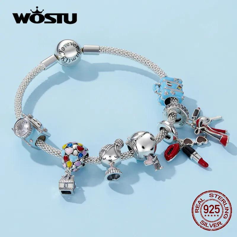 WOSTU 925 Sterling Silver Women Boy Girls Pet Camera Bee Charm Coffee Ladybug Beads Fit DIY Original Bracelet Pendants Jewelry - Twin suppliers 