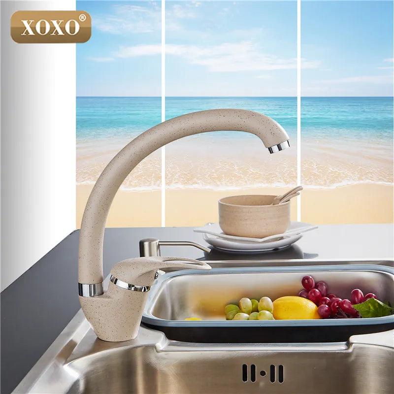 XOXO Modern Style Home Multi-color Copper Kitchen Faucet Cold and Hot Water Tap Single Handle Black White Khaki 3309BE - Twinsupliers