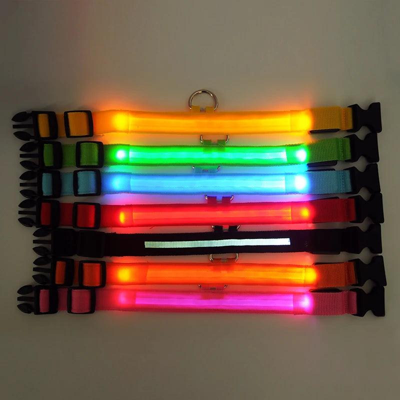 YUDODO Nylon LED Pet Dog Collars for animals Night Safety Flashing Glow Dog Leash Dogs Luminous Fluorescent Collars Pet Supplies - Twin suppliers 