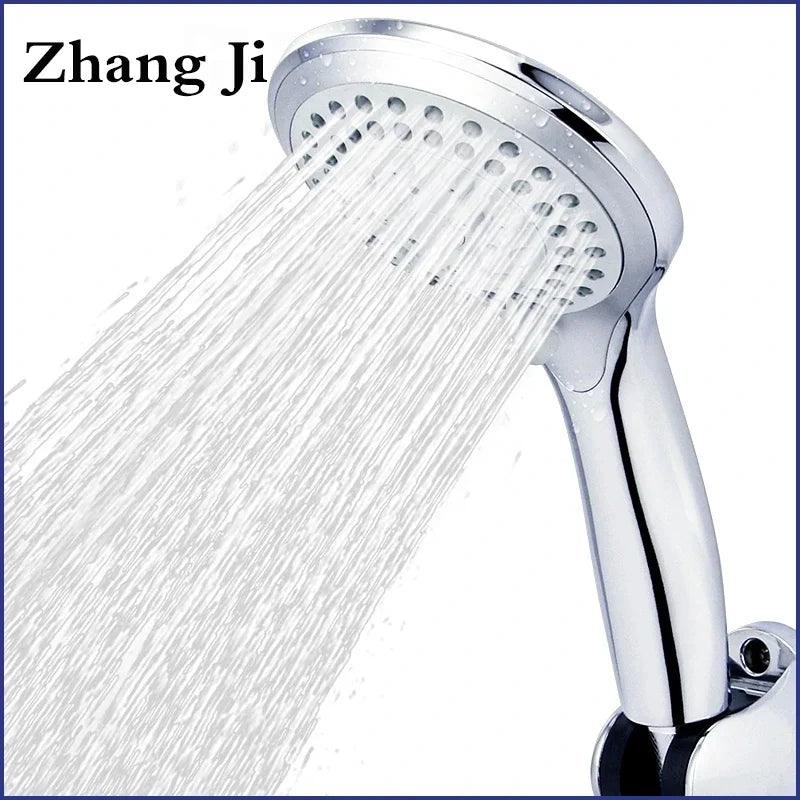 Zhangji Bathroom Shower Head 5 Modes ABS Plastic Big Panel Round Chrome Rain Head Water Saver Classic Design Showerhead - Twinsupliers